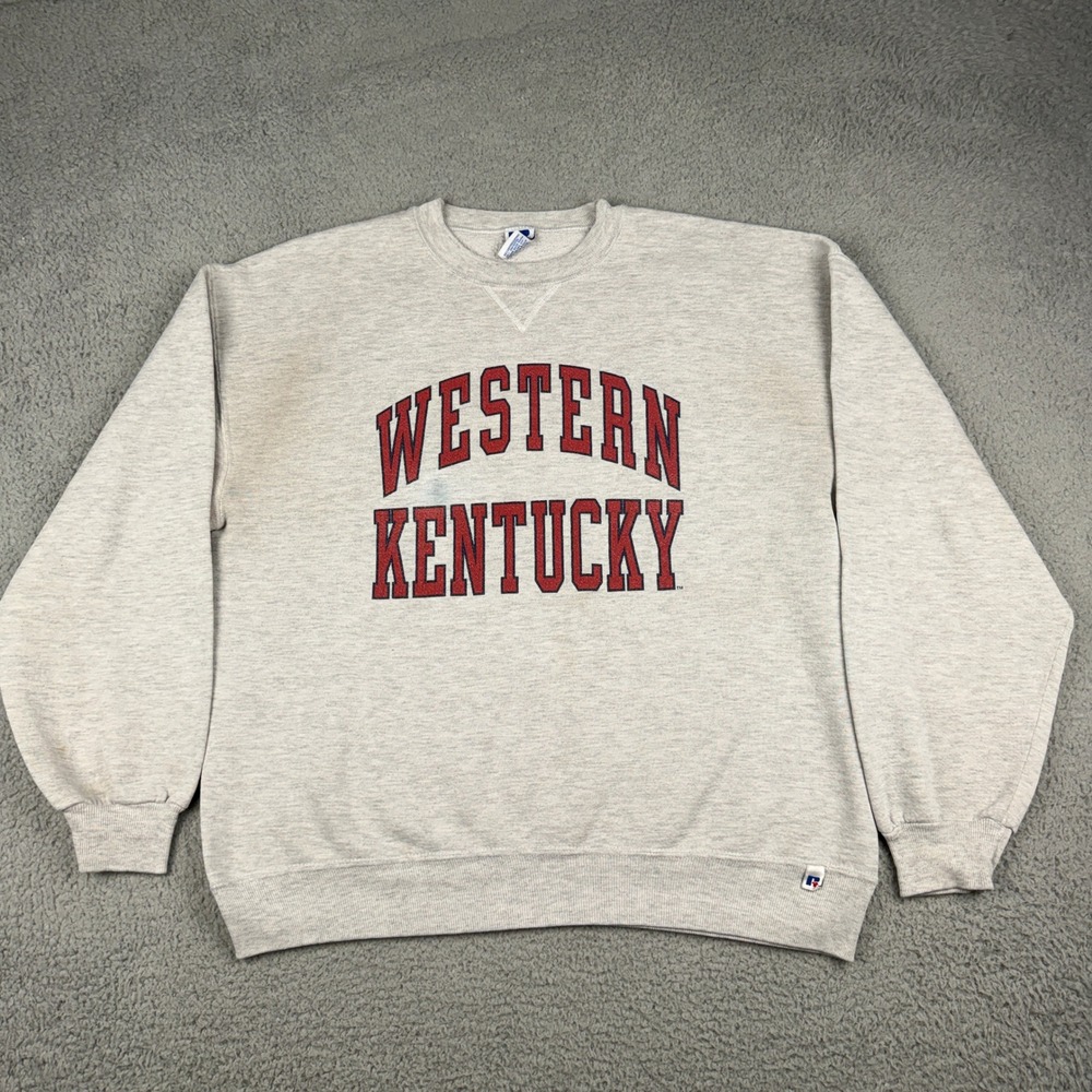 Vtg Western Kentucky WKU Sweatshirt Mens XL Gray Crewneck Russell Hilltoppers